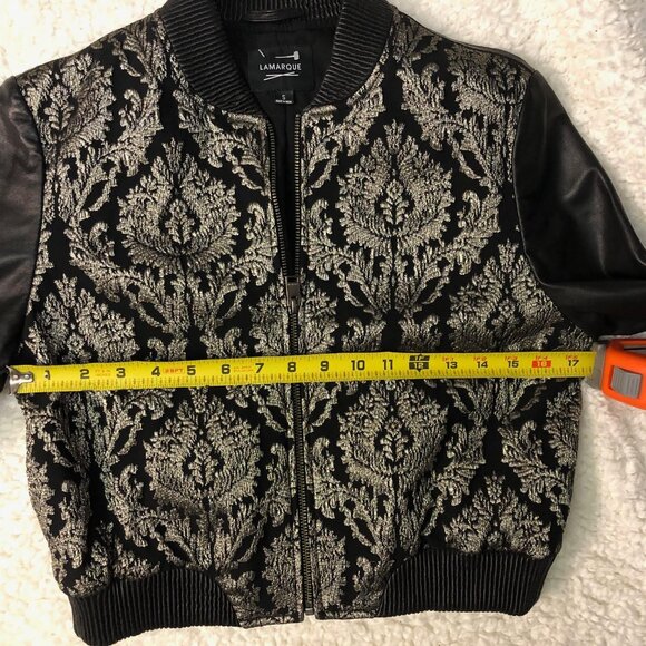 Gorgeous Lamarque one-of-a-kind moto jacket! Leather and Gold! Size S, small - Picture 4 of 6